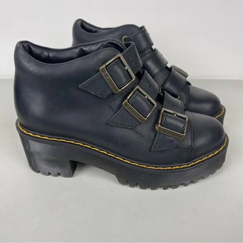 Dr. Martens Coppola Platform Ankle Boots Buckle Black Women's Size 5 Whimsigoth
